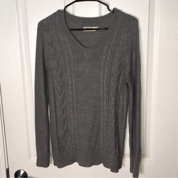 Heather Gray Knit Sweater, long sleeves large medium weight material, NWOT - Picture 3 of 7